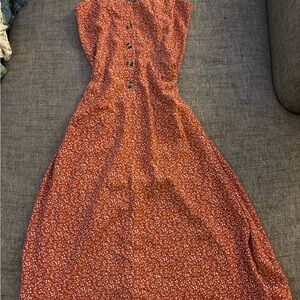 Floral Button-Down Dress - Burnt Orange